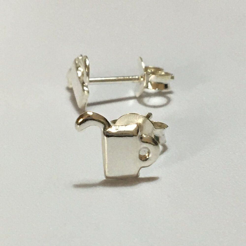 Sterling Silver Earrings 10mm Posts Drink Glass w/ Straw